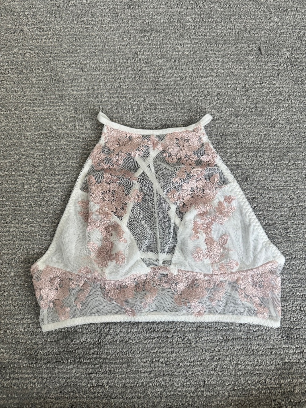 Three Bird Nest Beautiful Blooms Embroidered Bralette (White)